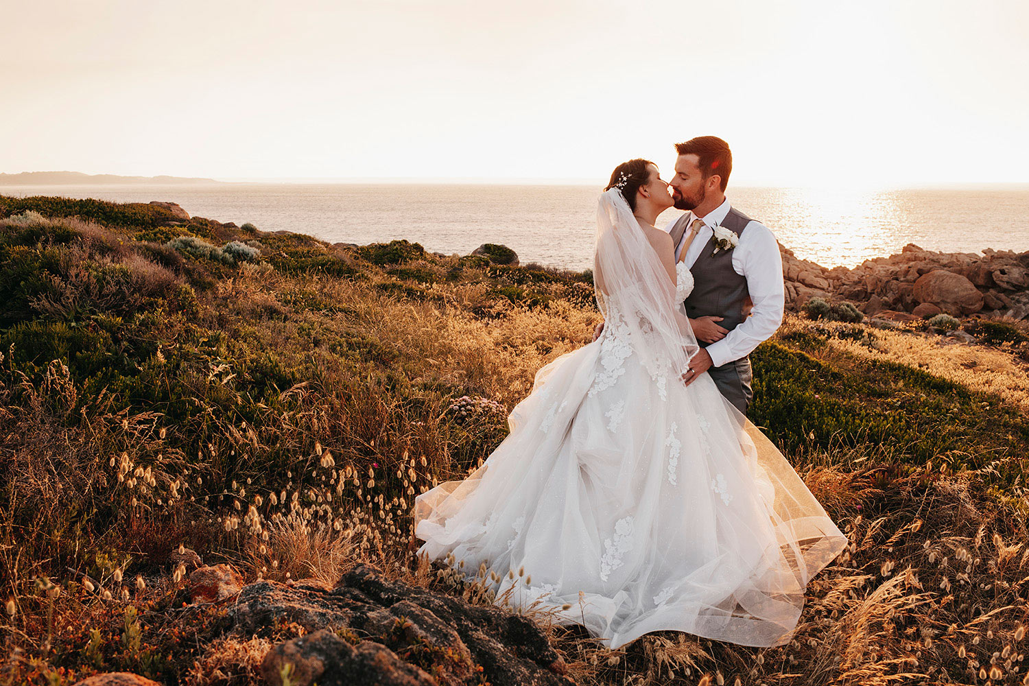 Golden hour elopement portraits, Margaret River beach, South West WA, John Rice Photographer