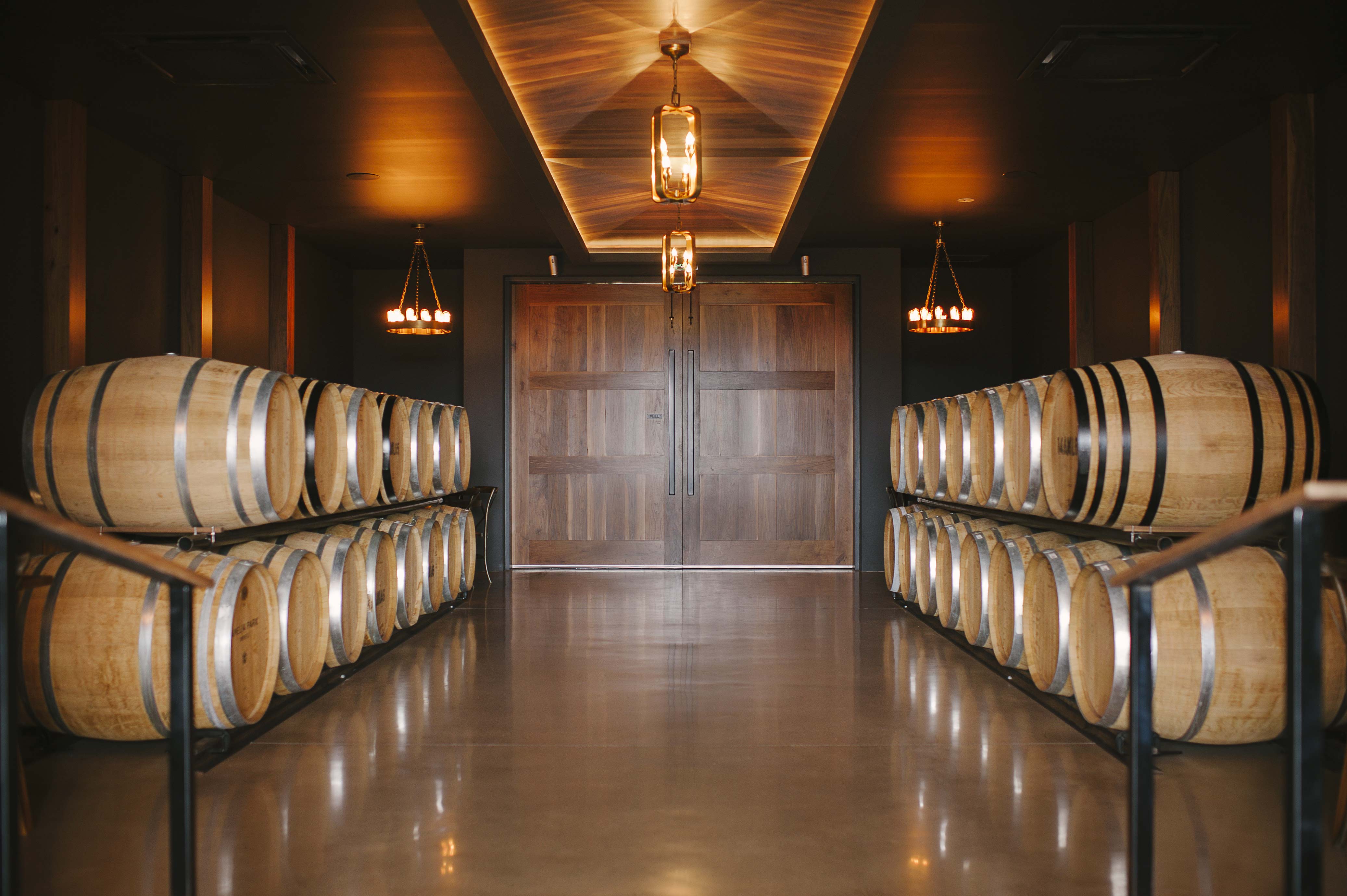 Barrel hall interior at Amelia Park Wines by John Rice commercial hospitality photographer