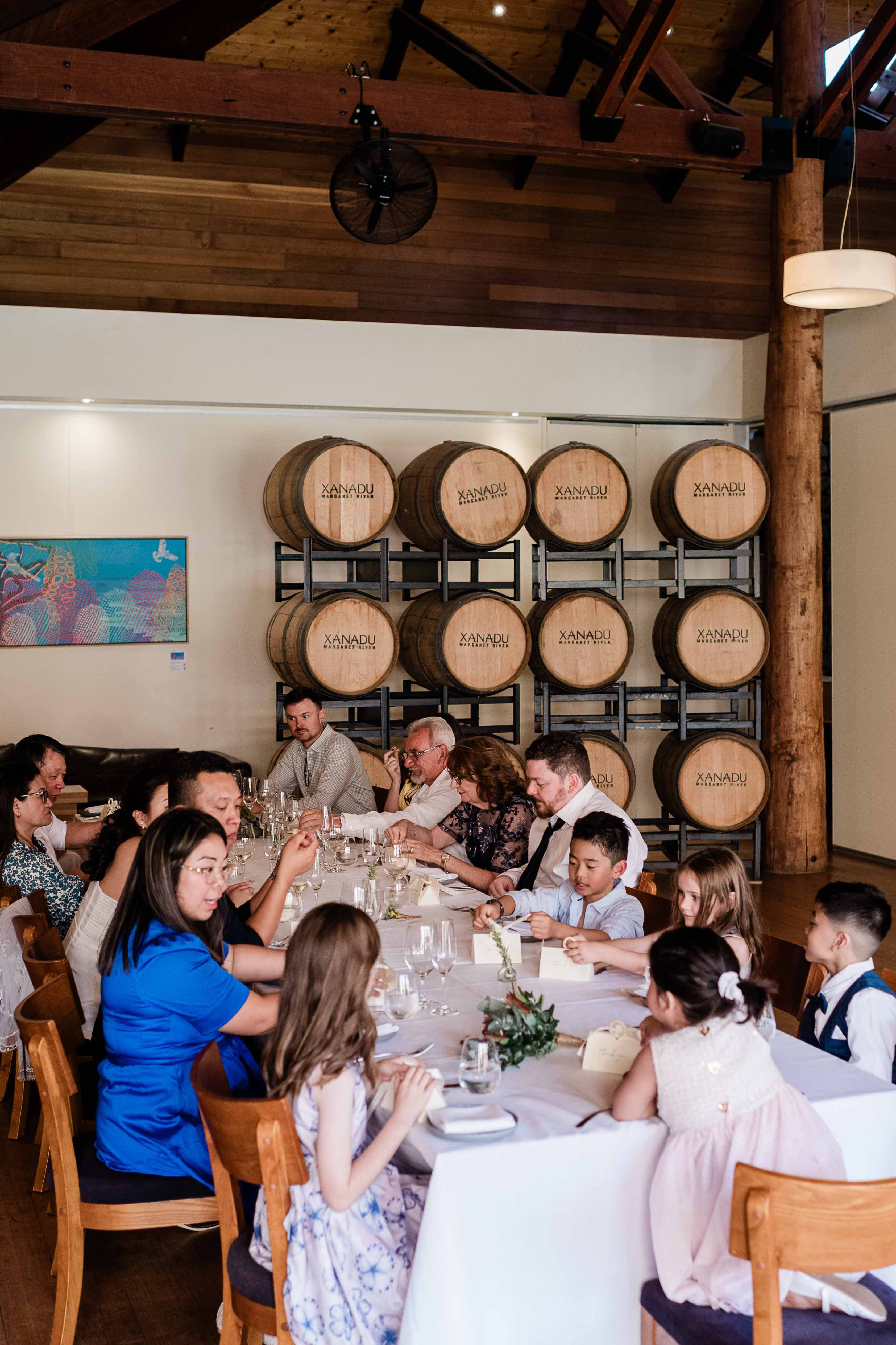 long-table wedding dinner for twenty guests at Xanadu, Margaret River